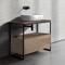 Console Sink Vanity With Ceramic Vessel Sink and Natural Brown Oak Drawer, 35